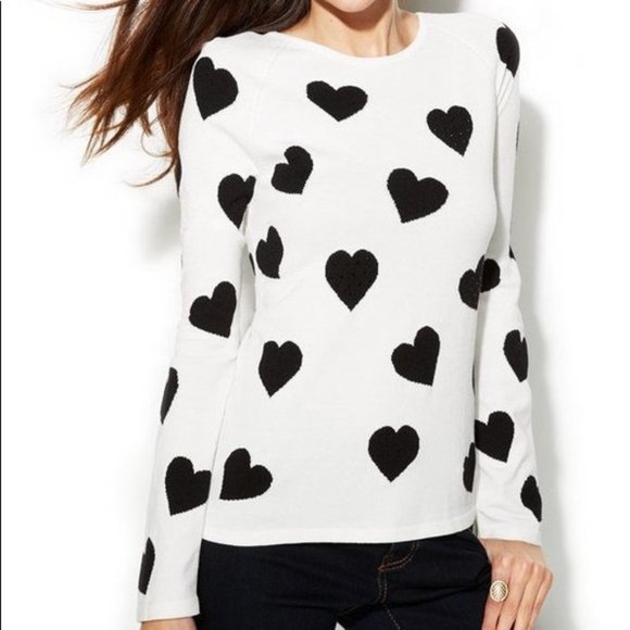 INC International Concepts Sweaters - International Concepts Heart-Print Pullover Top L